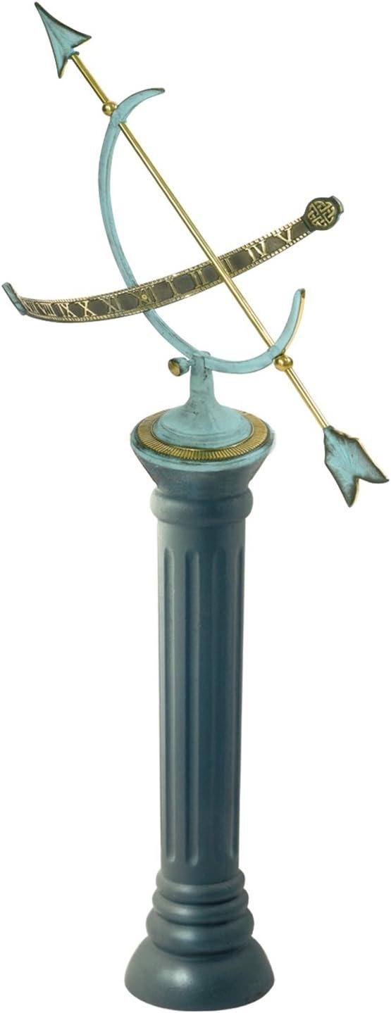 Rome B19 Large Column Sundial Pedestal Base, Cast Iron with Painted Finish, 28-Inch Height by 9-Inch Width