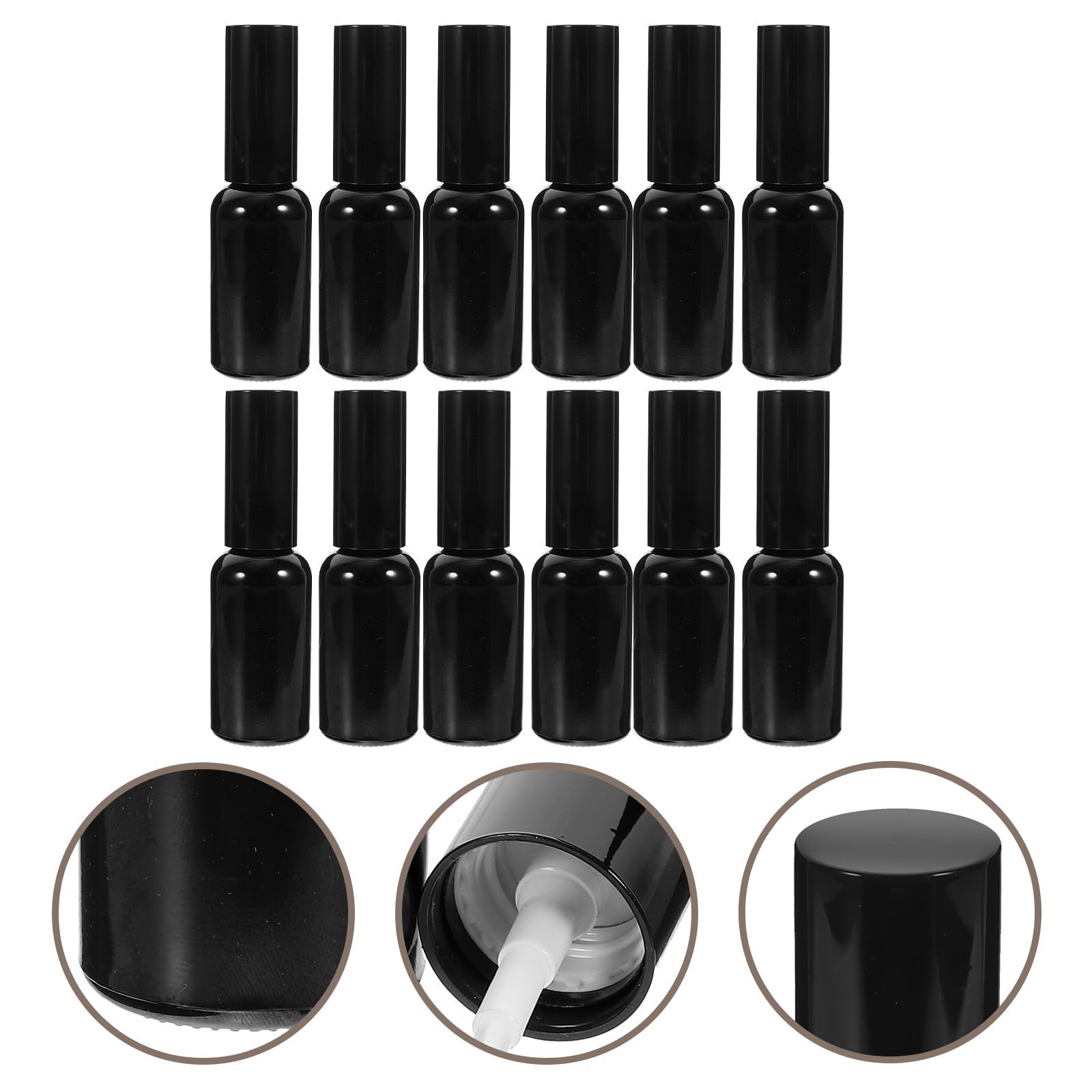INOOMP 12 Stück Schwarze Glas Parfüm Reiseflasche 30ml Nachfüllbare Sprühflasche mit Luftdichtem Verschluss und Einfachem Gebrauch für Reisen und Kosmetik