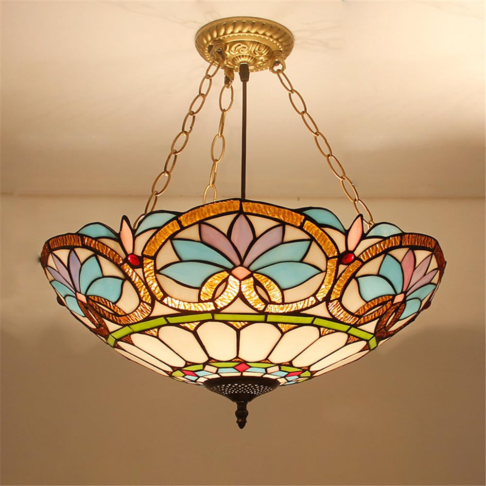 CSXSXAUO Contemporary Color Glass Pendant Lamp LED American Luxury Creativity Living Room Restaurant Bedroom Hotel Villa Corridor Cafe Bar Staircase Chandelier (Style 42 D50CM)
