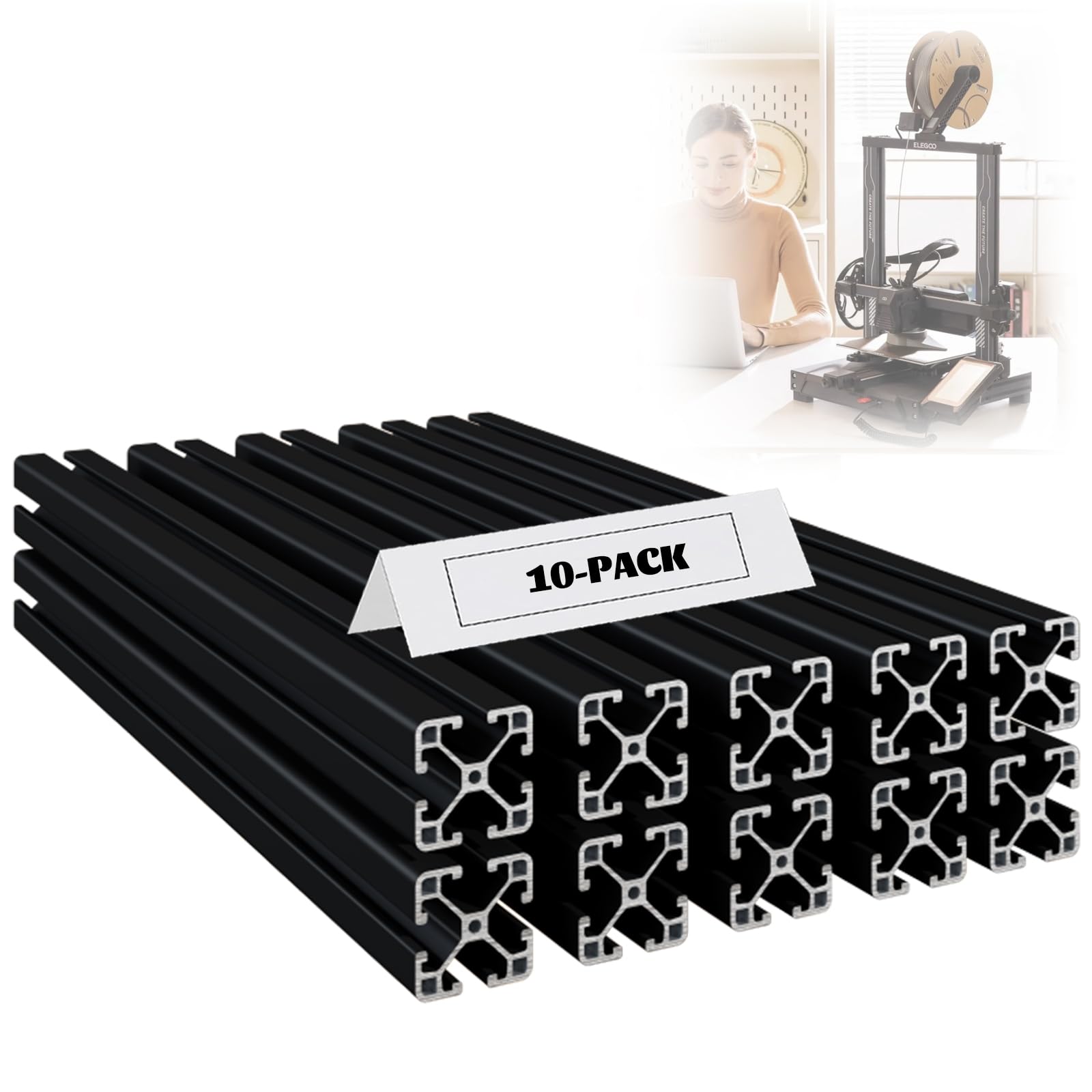 10PCS 39.4" T Slot 4040 Aluminum Extrusion, Durable Extruded Aluminum Profile, Anodized European Standard Linear Rail for 3D Printer Parts and CNC DIY