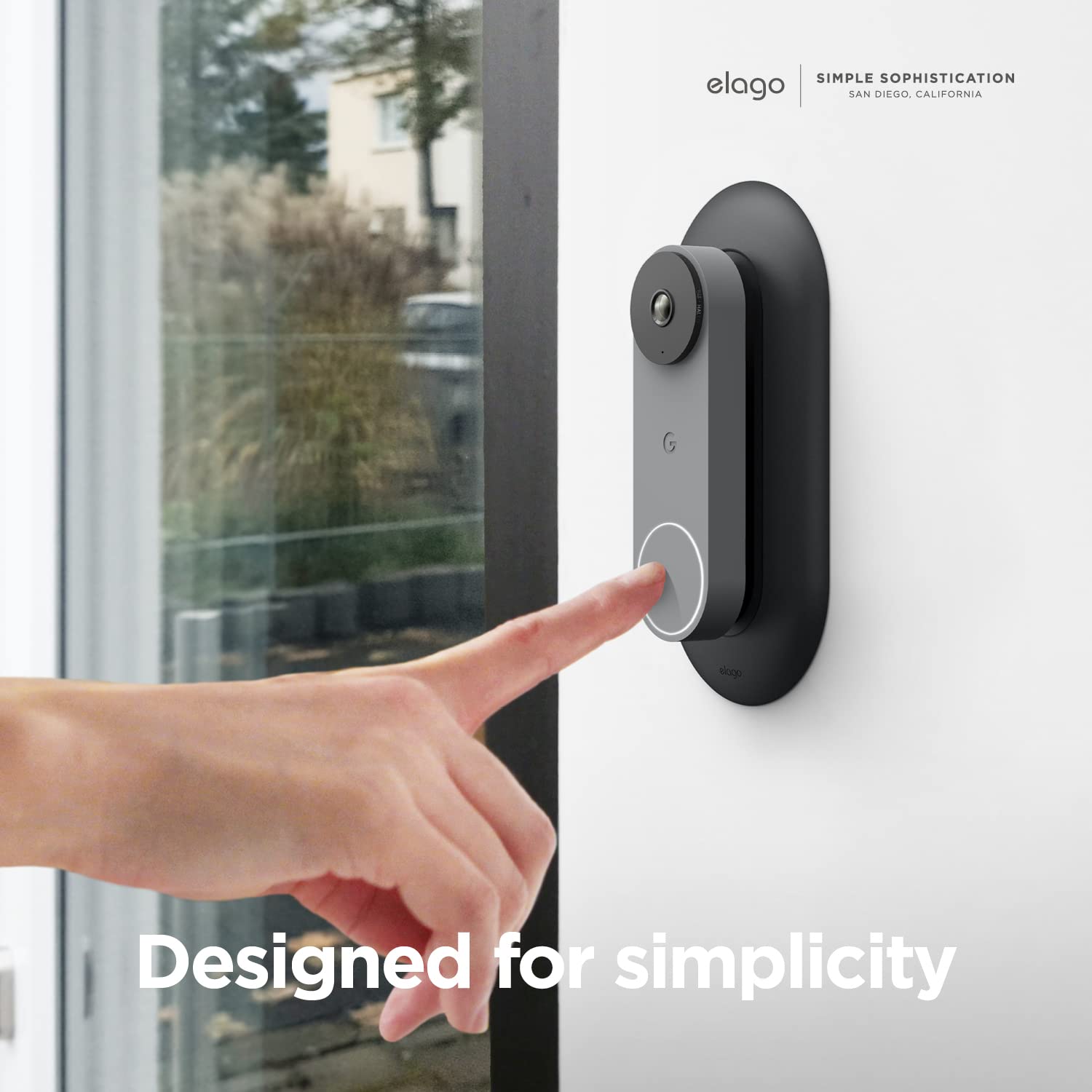 elago Mount Compatible with Google Nest Hello Video Doorbell Wall Plate (Wired, 2nd Gen) - Doorbell Chimes, Perfect Color Match with Angle Wedge (Black)