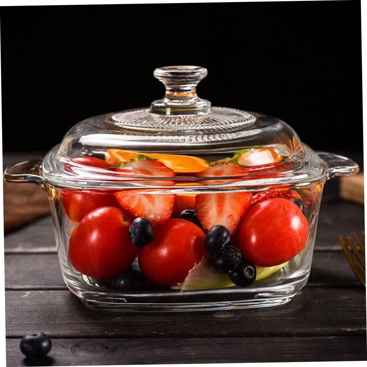 VICASKY Mikrowellengeeignete Suppenaufbewahrungsschüssel 1l Dickwandig mit Deckel Glasschüssel Hitzebeständig Rissfest Klarer Kristalldesign für Buffet und Tisch
