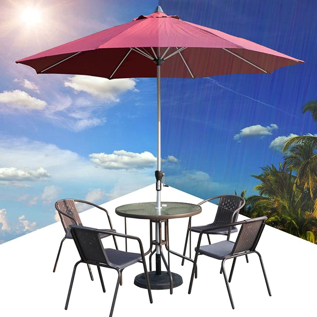 Balcony Parasol Shade Parasol Patio Umbrella, 270cm Rose Red with Crank Handle Table Market Umbrella, Round Garden Parasol Cafe Store Wedding Party Beach good