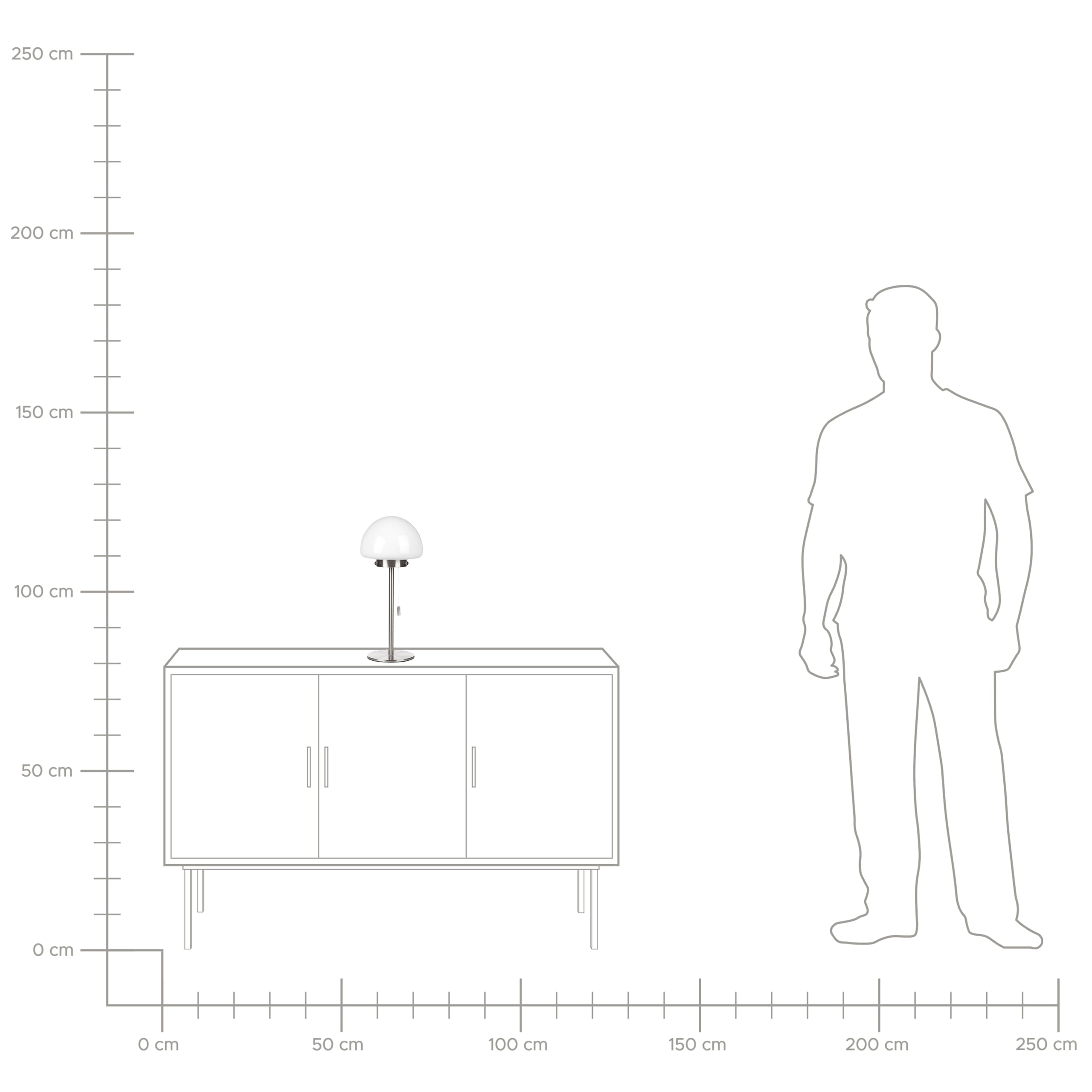 Beliani Minimalistische Tischleuchte mit Zugschalter Lampenschirm aus Glas mit Metallsockel Silber Moruga