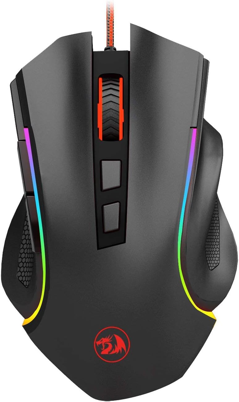Redragon M602 Wired Gaming Mouse, RGB Spectrum Backlit Ergonomic Mouse, Programmable with 7 backlight modes up to 7200 DPI for Windows PC Gamers - Black (Renewed)