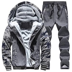 MANTORS Men’s Tracksuit Winter Soft Hooded Fleece Sweatsuits Warm Pullover Coats 2 Pieces Outfits Set