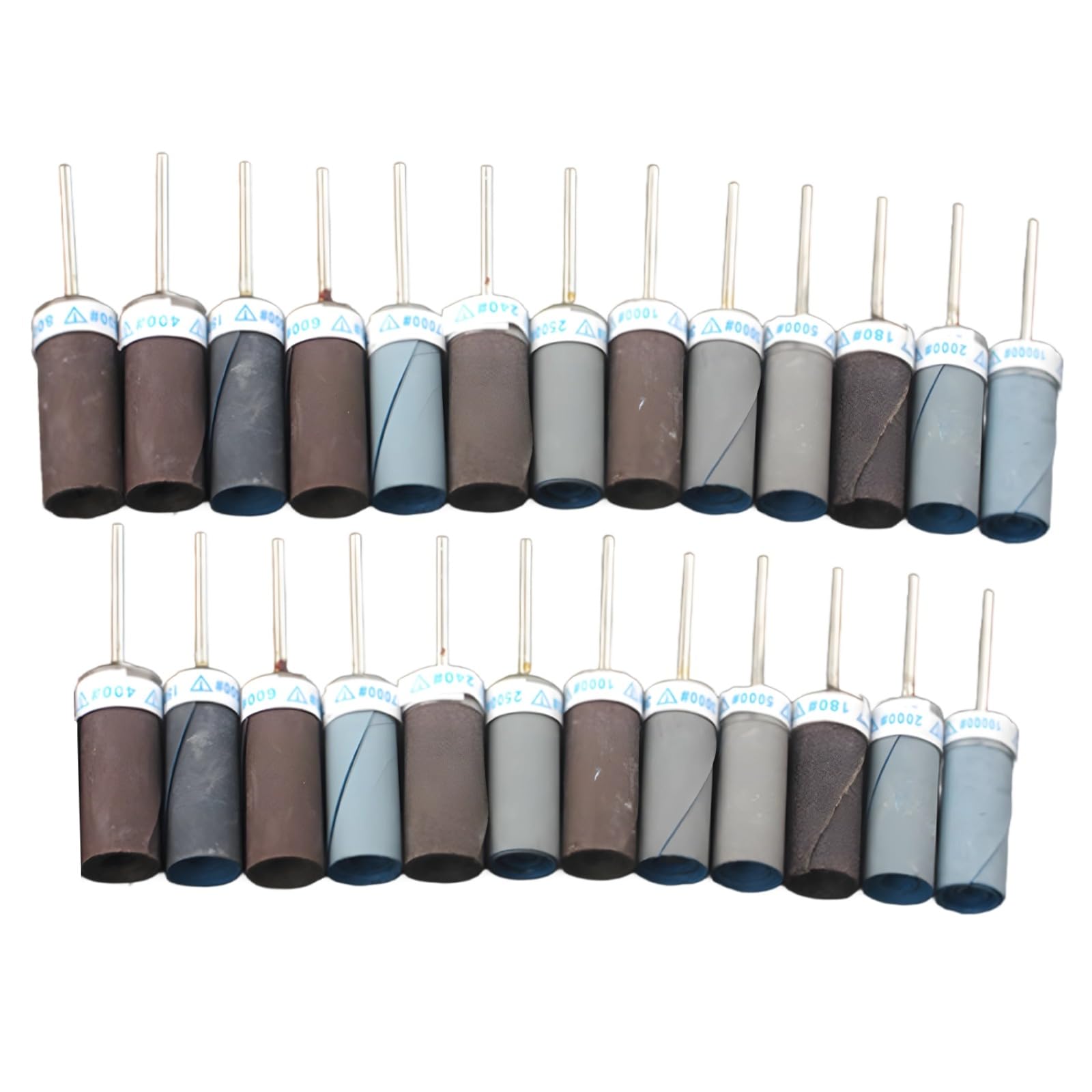 25 Stück Schleifstifte Set, Körnungen 180 bis 2000, 3 mm Schaft, Wasser Schleifpapier Rolle kompatibel mit Dremel, für Jade, Metall und Holz, Polieren, Feinschliff und Nacharbeit