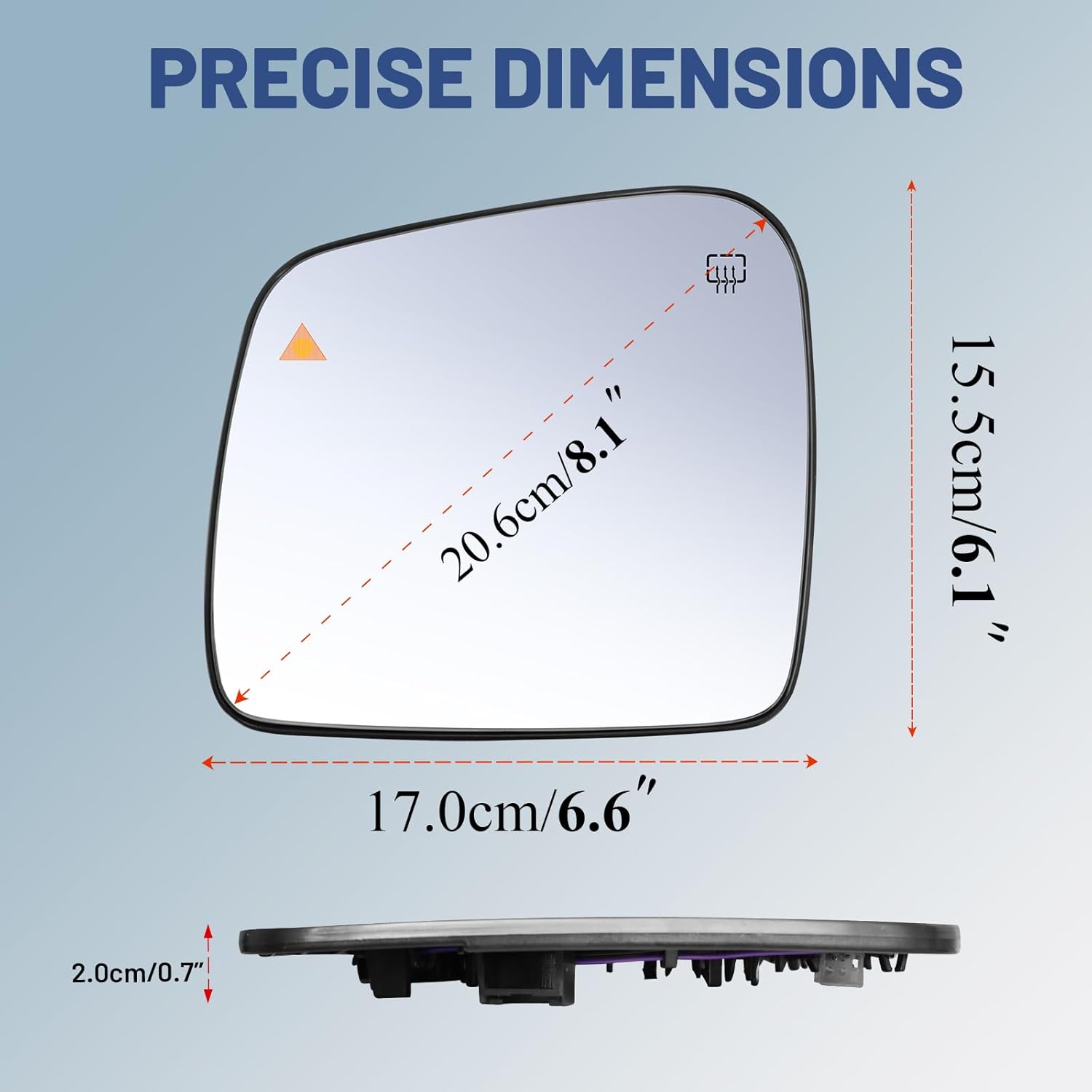 Driver Left Side Mirror Glass - Compatible with Jeep & Dodge Vehicles - Grand Cherokee 2011-2021, Durango 2011-2023, with Heated/Blind Spot Detection, without Auto Dimming, Replace# 68092055AB
