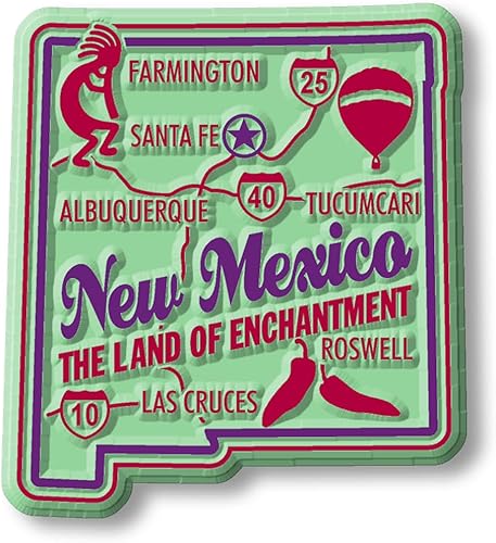 Classic Magnets - Imán estatal de New Mexico de 2 x 2.2 pulgadas, recuerdos coleccionables de goma 3D estilo vintage y regalos fabricados en los