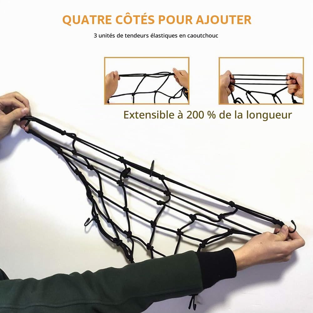 Filet à Bagages pour Paniers de Vélo et Moto - Elastique, Filet de Casque, Adult, Filet À Bagages, À Bagages Elastique, Casque,Vélo Moto Net, Accessoires TransportAccessoires de Transport