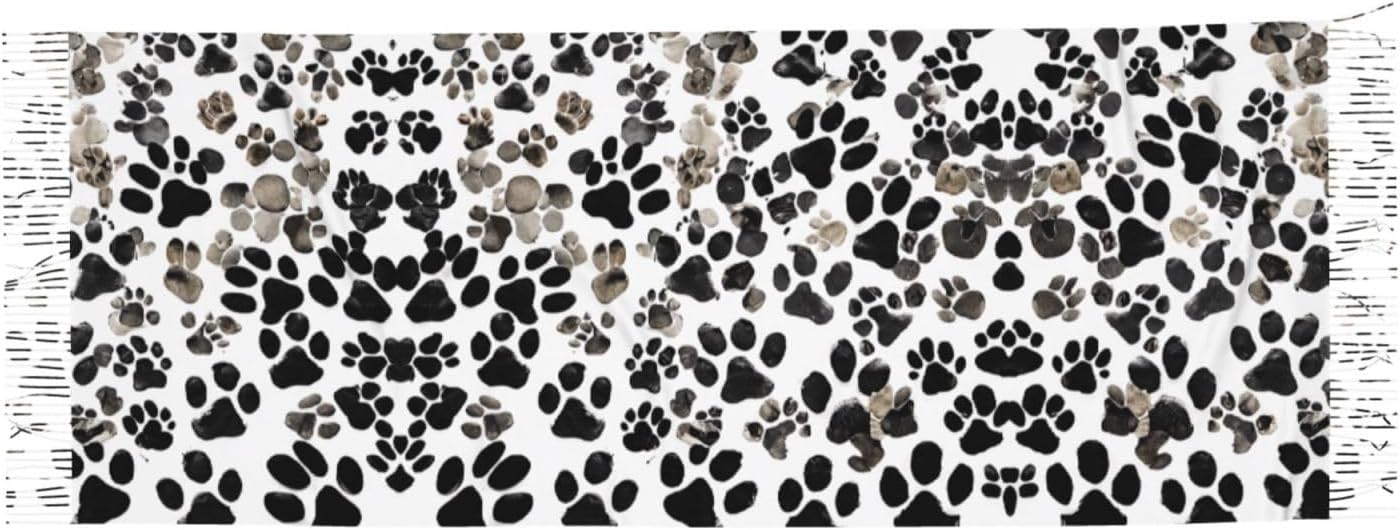 (Dog Print) Women's Soft Warm Scarf Large Plush Shawl Wrap with Fringe Fashion Winter Scarves for Cold Weather