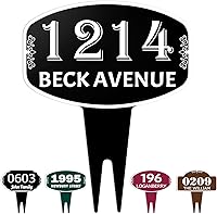Vista 11 de Letrero personalizado para dirección de casa, placa personalizada de aluminio para dirección del hogar, placas de números de casa para jardín
