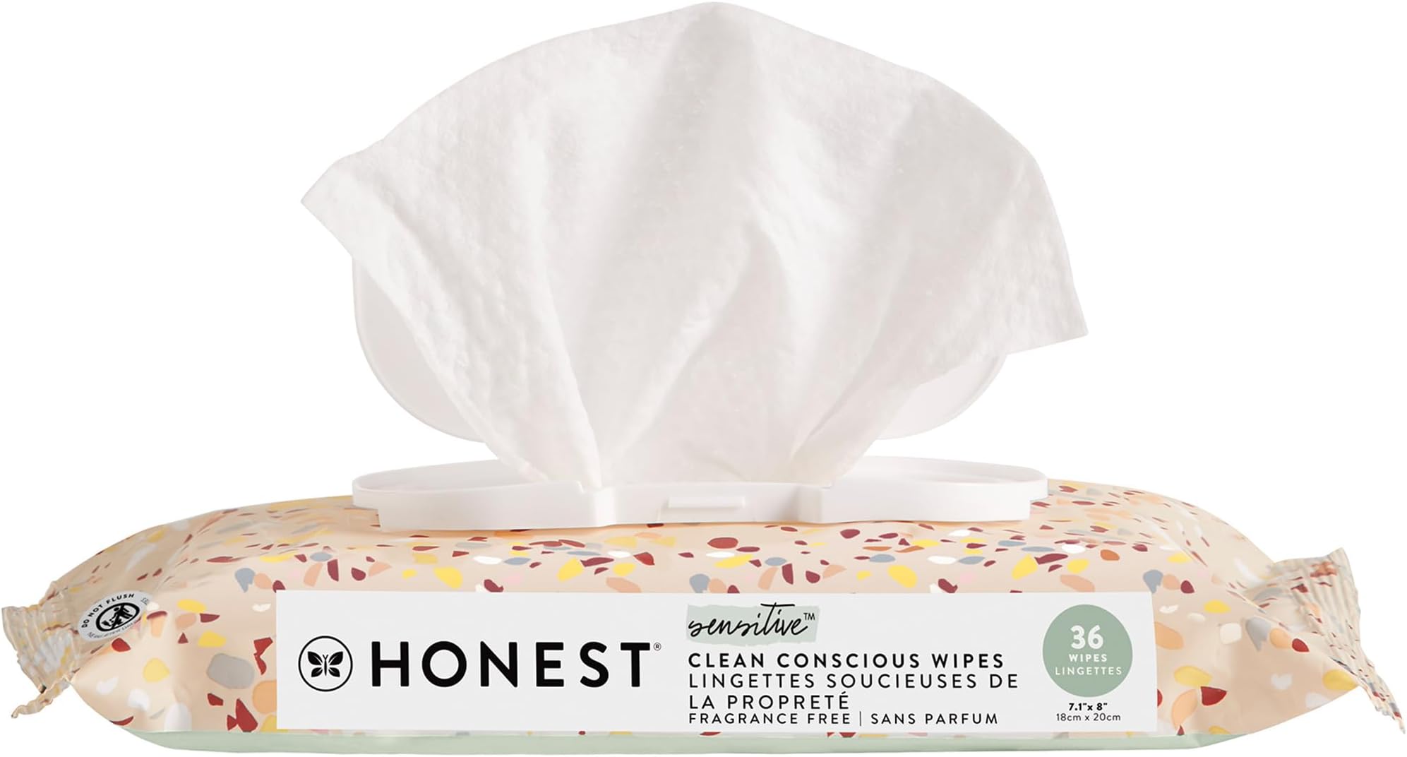Clean Conscious Unscented Wipes | Over 99% Water, Compostable, Plant-Based, Baby Wipes | Hypoallergenic for Sensitive Skin, EWG Verified | Terrazzo, 36 Count