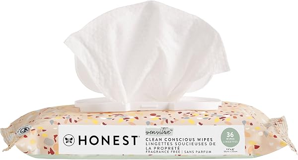 The Honest Company Hypoallergenic Multi-Use Baby Wipes for Sensitive Baby Skin, Terrazzo, 36 Count - 1