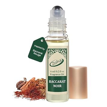 Baccarat Noir Perfume for Women and Men | Impression of Baccarat-Rouge | Alcohol-free Fragrance | 6ml Roller