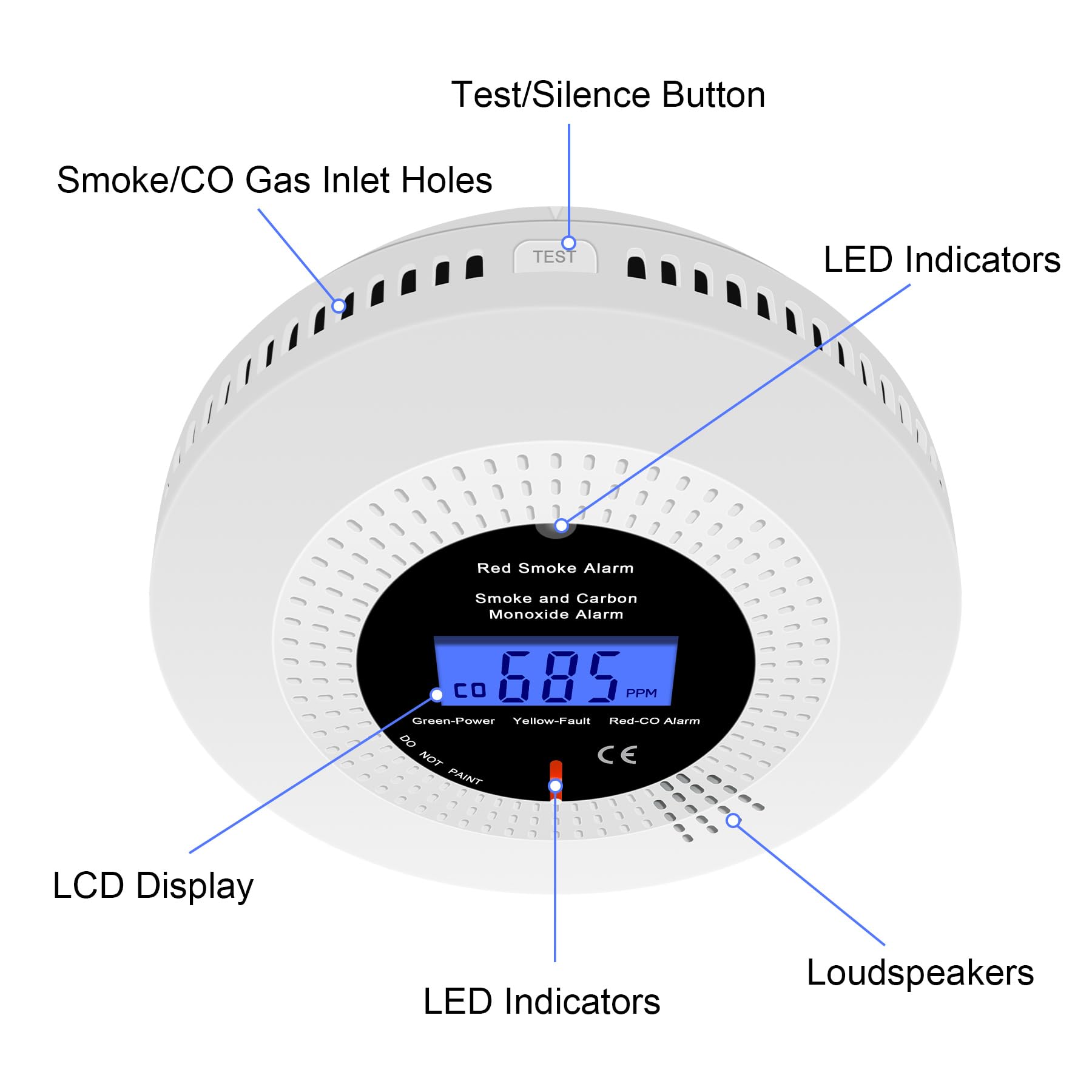 Rilevatori di fumo e monossido di carbonio interconnessi senza fili per la casa, rilevatore di fumo e CO con display LCD, durata di 10 anni, batteria sostituibile, 3 pezzi