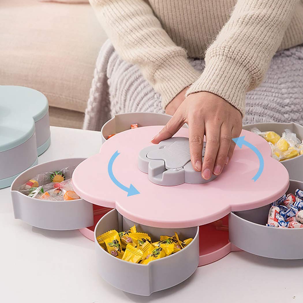 7Seas Five Compartments Flower Candy Box Serving Rotating Tray Dry Fruit, Candy, Chocolate, Snacks Storage Box Flower Shaped Candy Box Serving Beautiful Rotating Tray Container(1Pcs)(Multicolor) 2