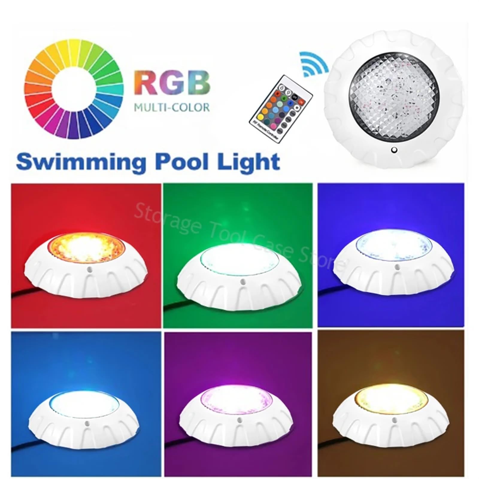 EDEDE Luci Piscina, Luci subacquee a LED sommergibili for Piscina 38W RGB Color Luce for Piscina con Telecomando DC12V IP68 Lampada Impermeabile
