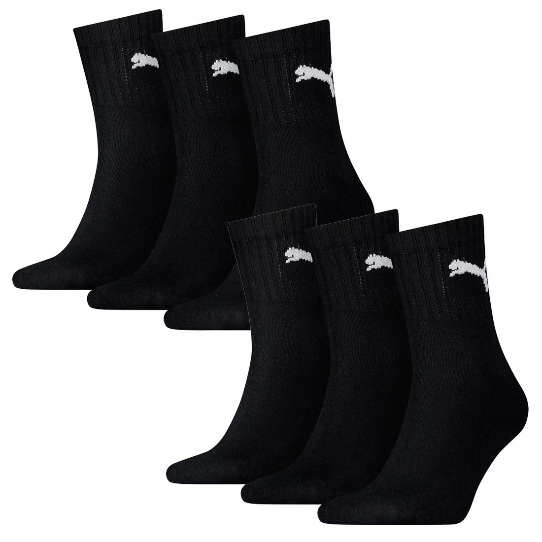 Puma Herren Sportsocken Short Crew Socks Sportsocken mit Frotteesohle 6er Pack, Schwarz, 47-49, 2X231011001200047