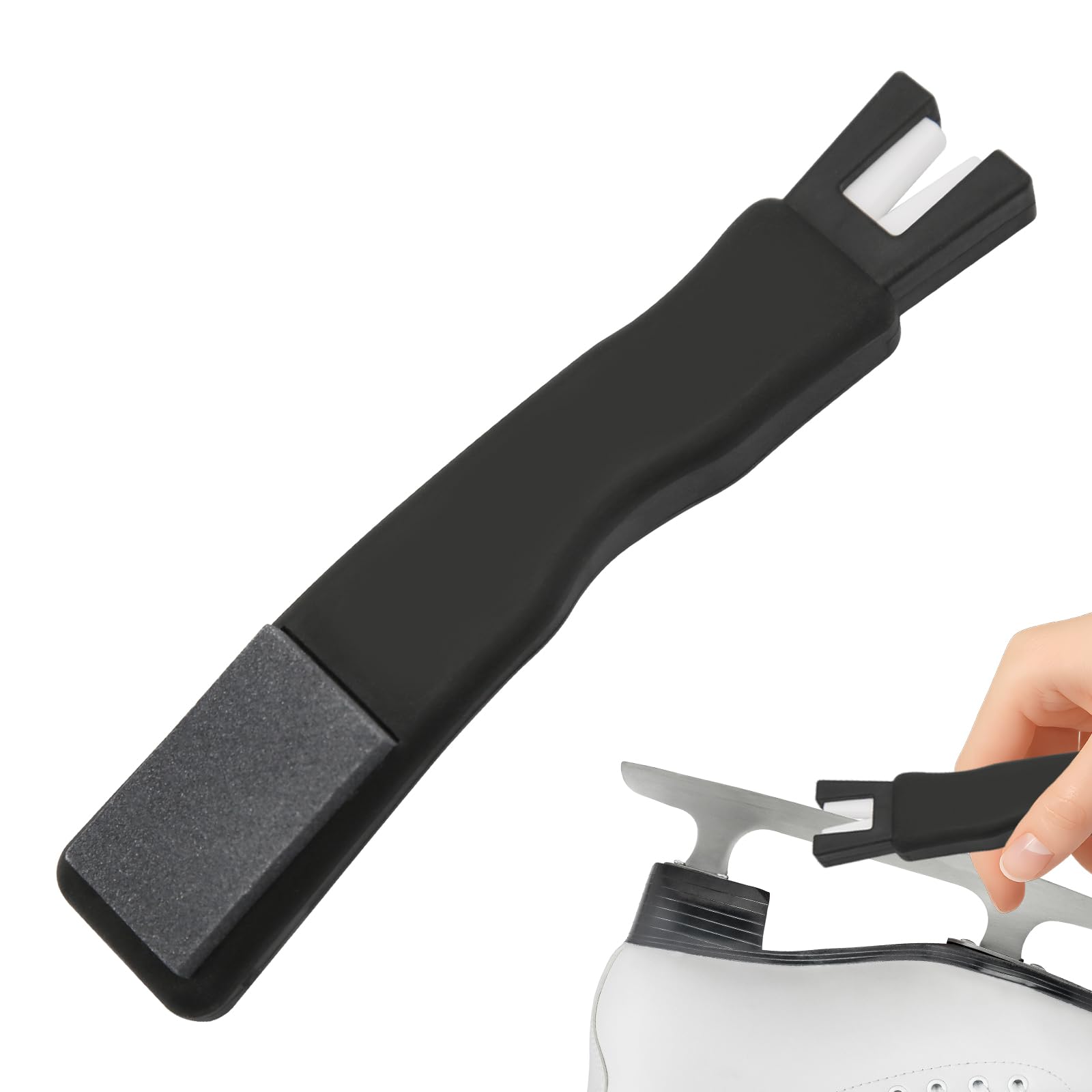 Affilatrici per pattini da ghiaccio in ceramica, utensile professionale per pattini da hockey, lama a V a doppia estremità e pietra per affilatura per la manutenzione in movimento, affilatrice univer