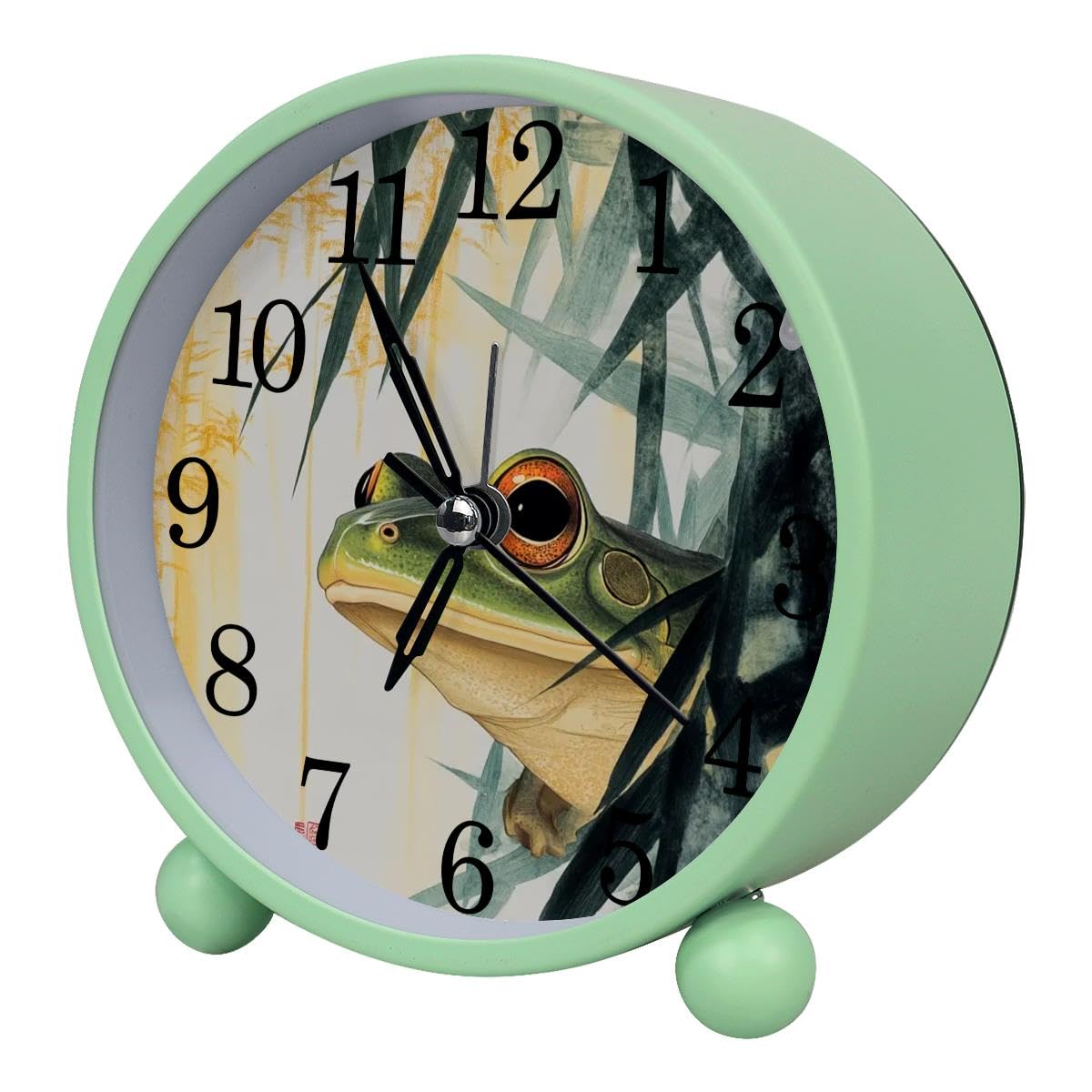 Reloj despertador de rana de bambú con luz de noche para ver la hora a oscuras sin deslumbrar