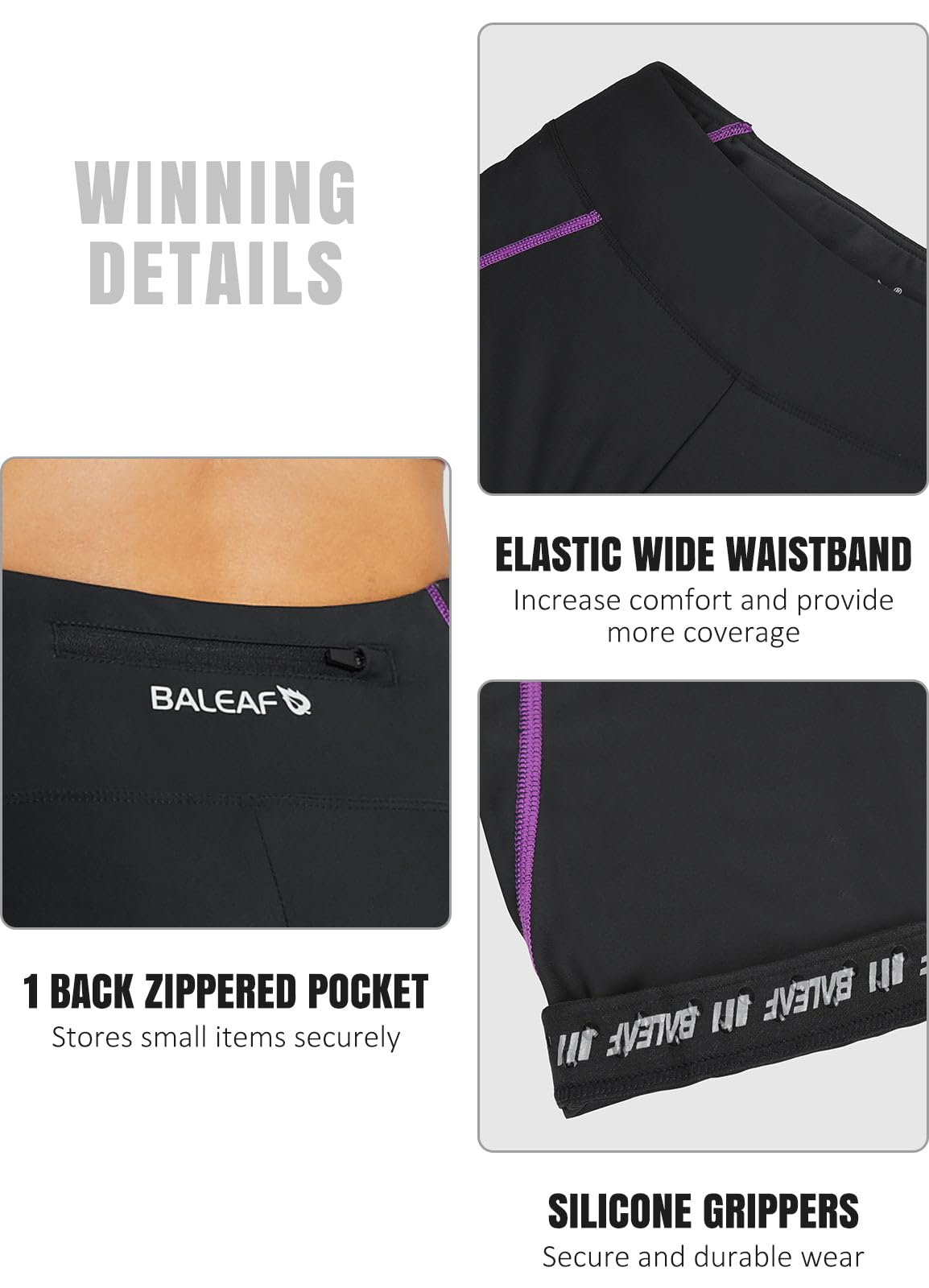 baleaf Pantalon Cycliste Femme Rembourré Leggings de Vélo Collants Pantalon Cyclisme 3/4 Longues avec Coussin pour Femme VTT Respirant