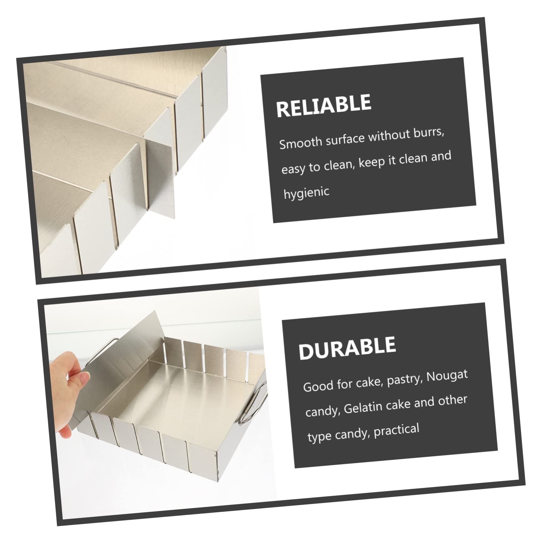 ULTECHNOVO Moule à Gâteau Rectangulaire Surface Lisse et Démoulage Facile en Acier Inoxydable Argenté pour Nougat et Pâtisserie Maison Boulangerie