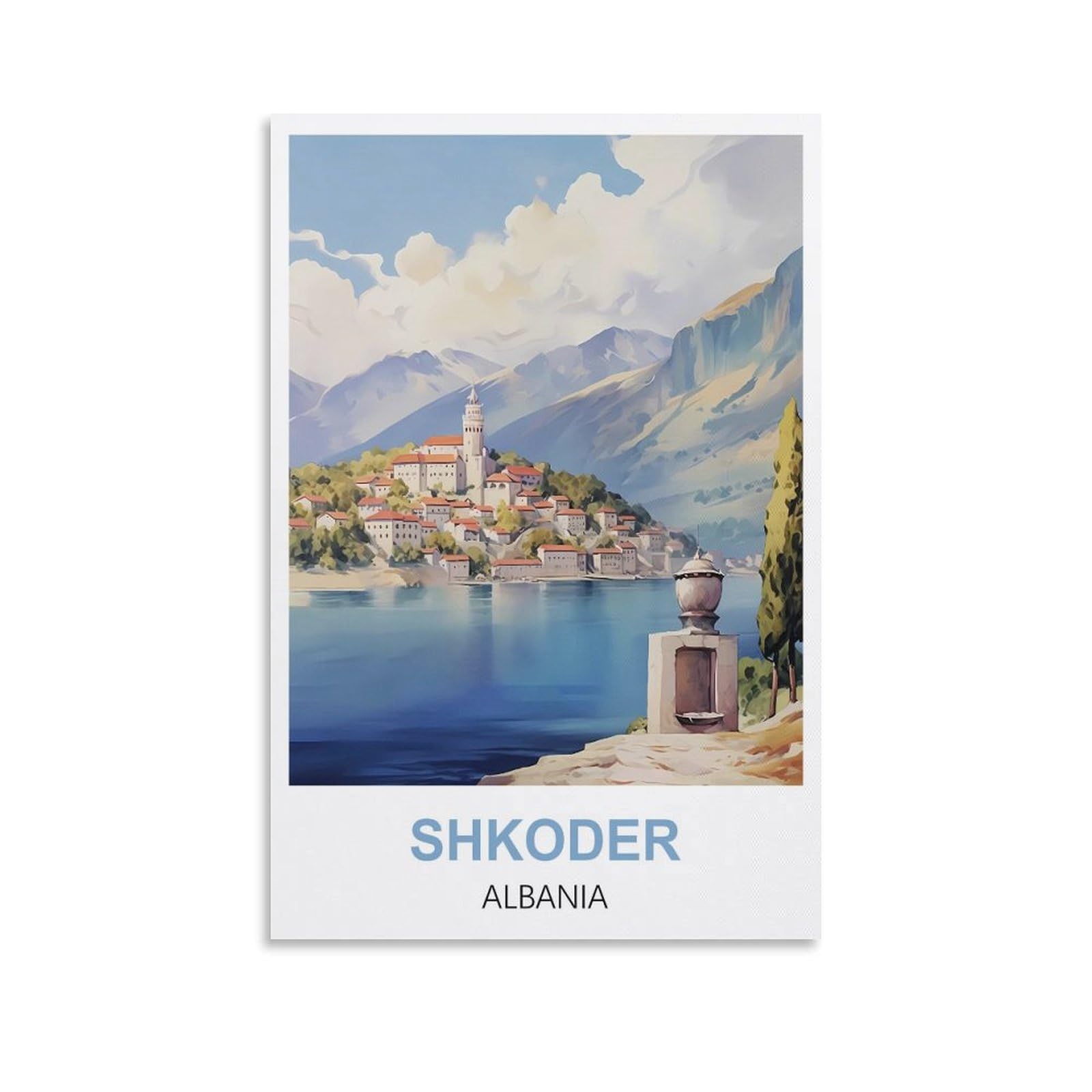 Ctzikww Unframe-Style Shkoder Albania Vintage Travel Poster 08X12inch(20X30cm) Canvas Art Prints Picture Wall Art Painting