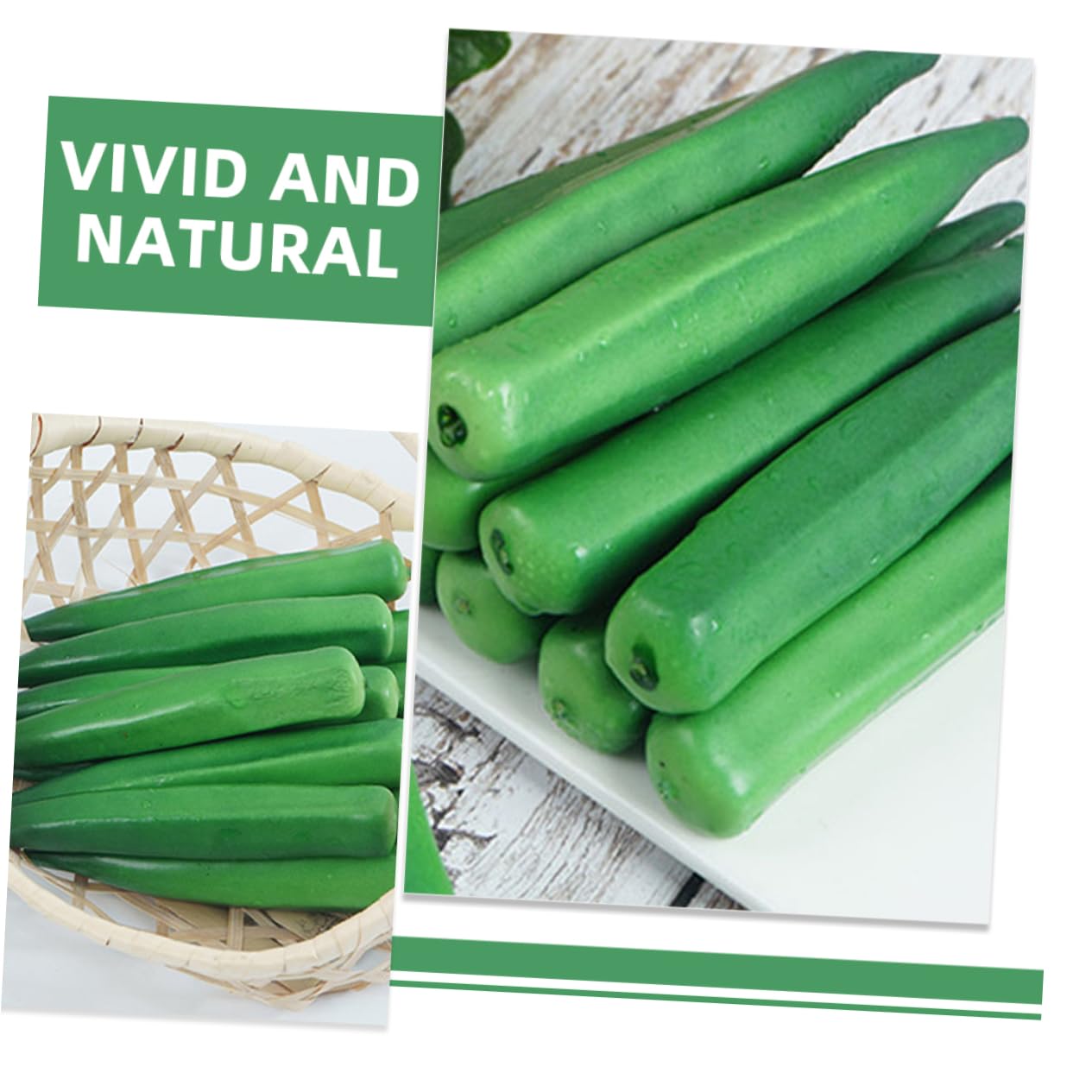 ibasenice 3sets Realistic Artificial Okra Faux Foliage Lifelike Vegetable Props for Kitchen 12pcs*3