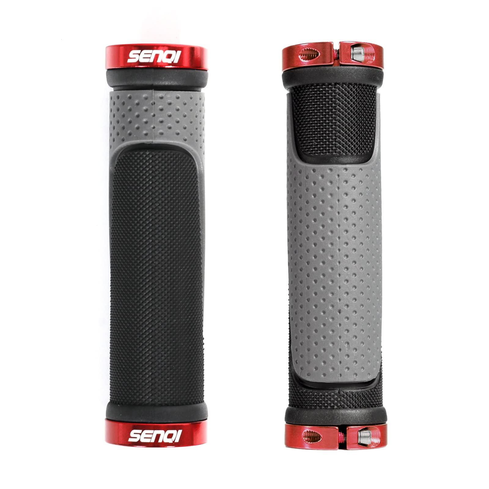 SENQI Lightweight Bicycle Grips - 130mm & 90mm, Fit 22.2mm Handlebar, Anti-Slip, Suitable for Multi-Speed, Mountain & BMX Bikes (Red)