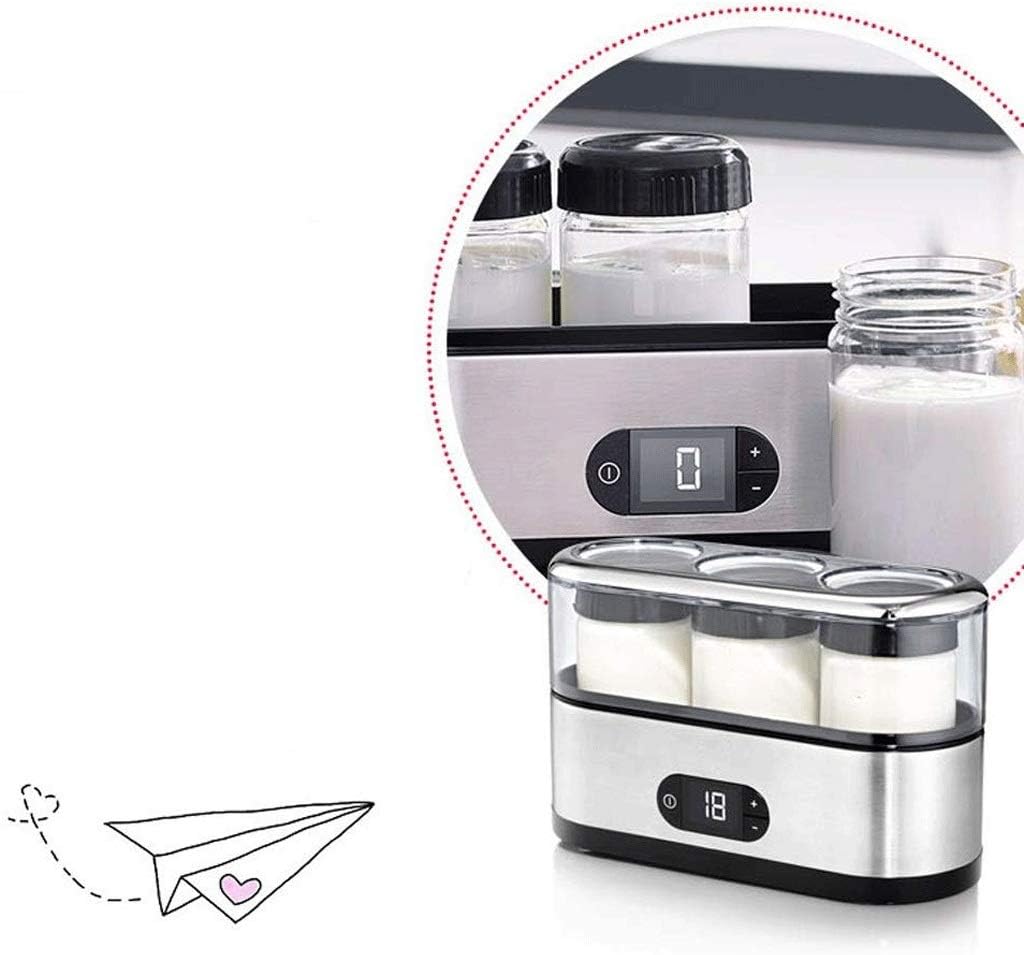 Yogurt Maker Automatic Digital Yoghurt Maker Machine with 3 Glass Glasses LCD Display with Constant Temperature Control Stainless Steel Design for Home