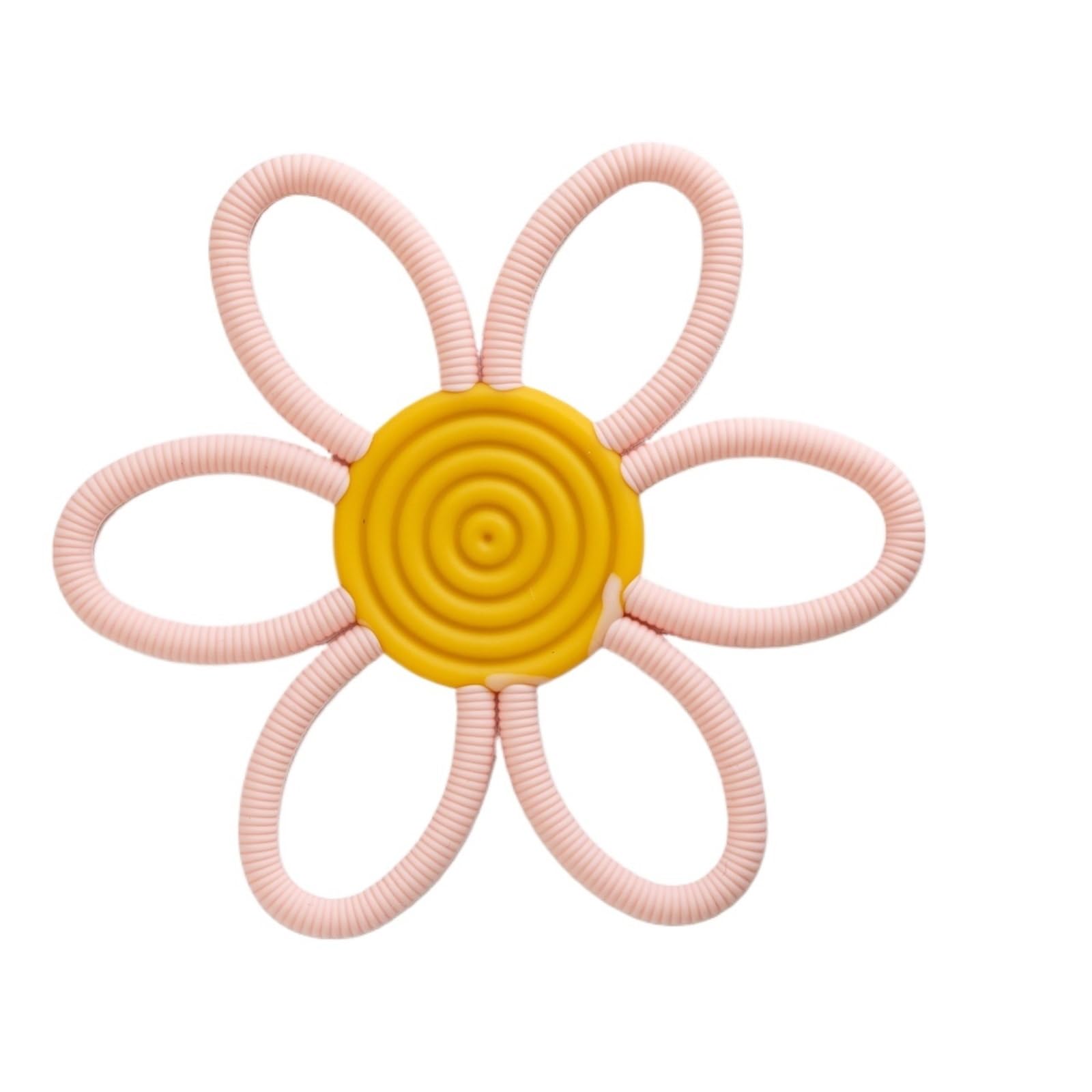 2pcs Nordic Flower Soothing Teether - Cartoon Hollow Holding Teether for Teething Relief(Pink flowers)