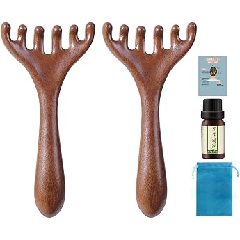 Magic Massage Comb with Six Claws Meridian Comb with Long Handle Scalp Massager Gua Sha Comb Scalp Massage Comb Wooden Comb for Scalp Head Neck Face 2