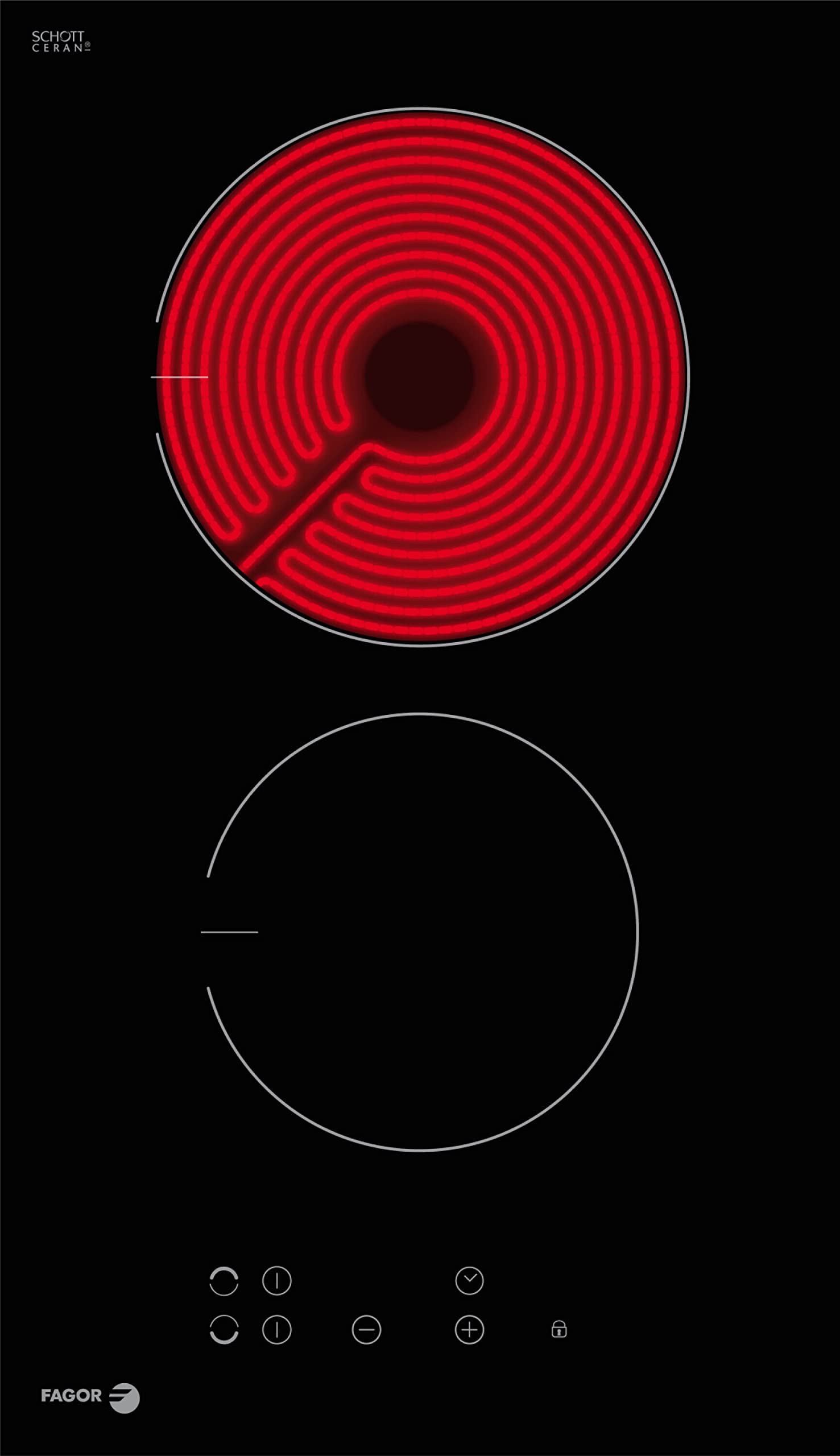 FAGOR Electric Ceramic Hob Cooktop, Built-in Hot Plate Black Glass Cooker Hob with Touch Control, Timer, Child Lock, 30 cm, Made in Poland, HC-306B, 1 year manufacturer warranty