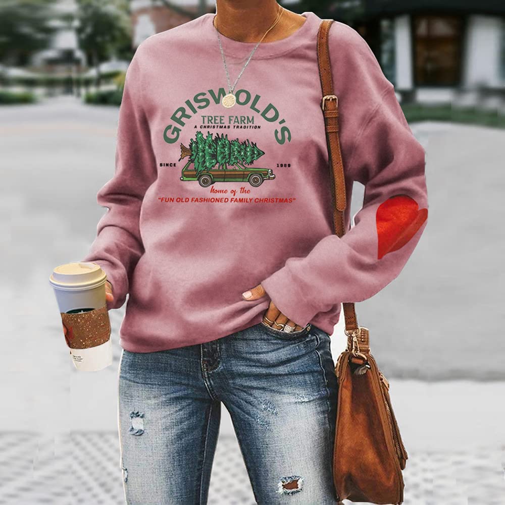 Griswold's Tree Farm damska bluza Boże Narodzenie rodzinna grafika estetyczna bluzy z czerwonym sercem