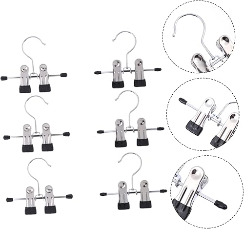 Miniatura 7 de HOMSFOU 20pcs pinzas para pantalones de prensa perchas de metal ajustable multifunción pantalones de metal clip pantalones de acero inoxidable
