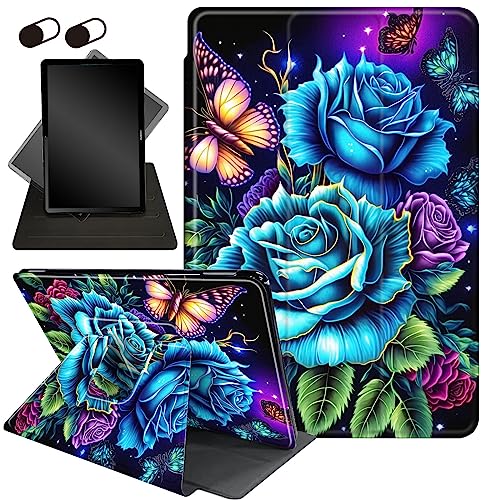 Case for All-New Kindle (10th Generation, 2019 Release),360 Degree Rotating Stand Smart Protective Cover Case,for Kindle 10th Generation (2019 Version) 6´´ Rose Flowers Butterfly