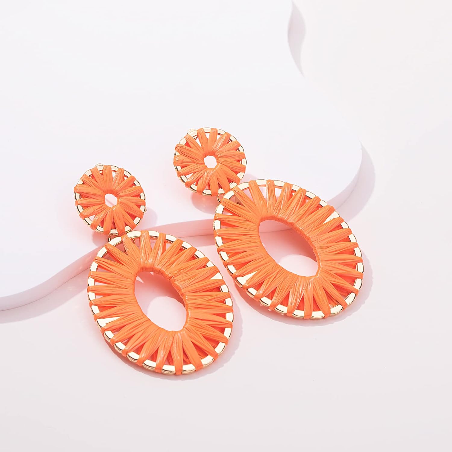 Statement Raffia Earrings Boho Drop Dangle Earrings for Women Handmade Fashion Earring Bohemian Gift Jewelry for Girls - Image 4