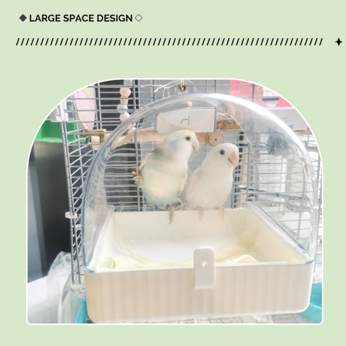 Bird Bath Cage, Cleaning Pet Supplies Cockatiel Bird Clear Bathtub with Bottom Drawer for Little Bird Parrots Spacious Parakeets Portable Shower for Most Birdcage 2