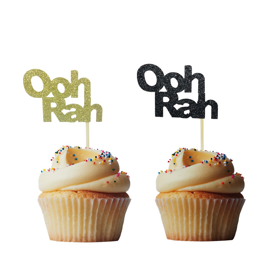 Morndew 24 Stück Glitzernde Cupcake-Topper Schwarz – Für Geburtstag, Hochzeit, Motto-Party