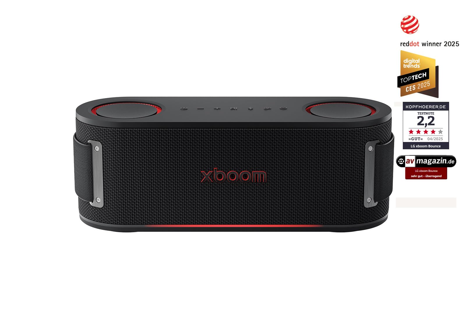 LG xboom Bounce by will.i.am, tragbarer Bluetooth-Lautsprecher (Signature Sound, nach Oben gerichtete Passivstrahler, IP67, bis zu 30 Std. Akkulaufzeit), Schwarz [Modelljahr: 2025]