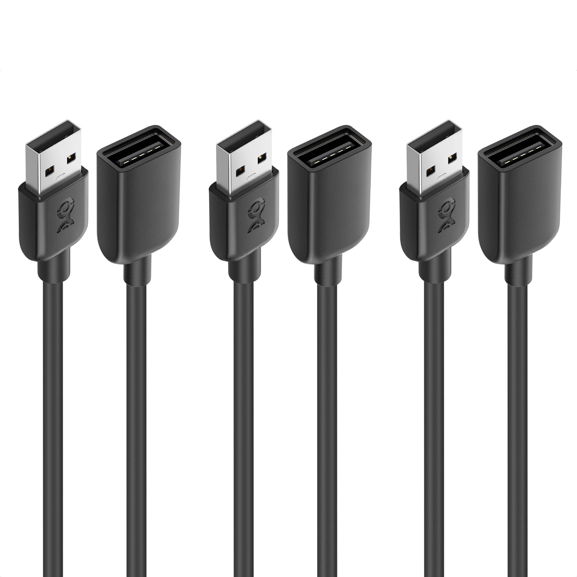 Cable Matters 3-Pack USB Extension Cable - 6ft, Male to Female USB Extender Cable, USB2.0 Extension Cord, 480Mbps, Black