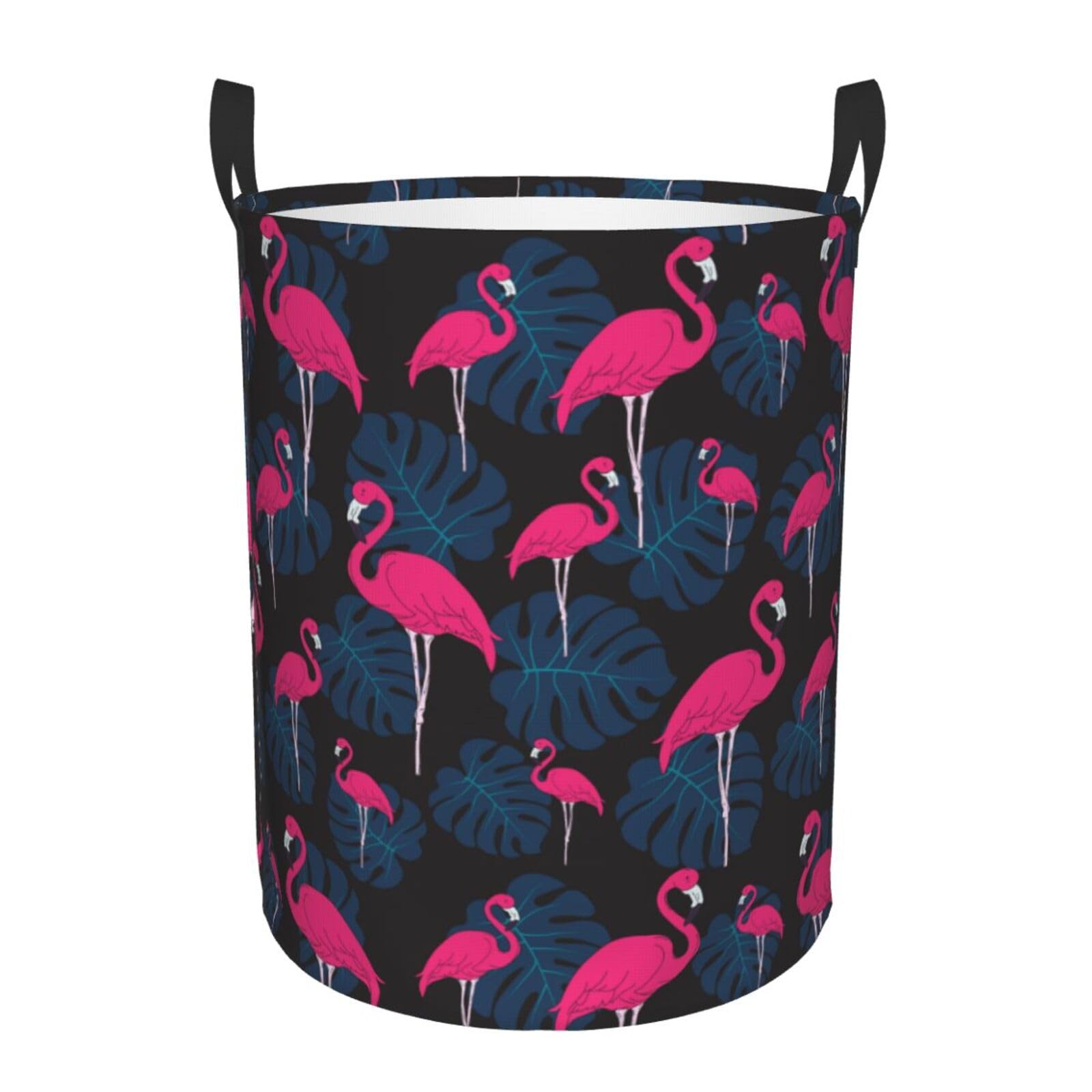 Laundry Basket Flamingo and Leaves Laundry Hamper Waterproof Idea Hampers Large Collapsible Baskets with Handle Suitable for Bedroom Bathroom Utility Room Kitchen