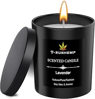 Scented Candles |hemp candels | Luxury 100% Natural Lavender Essential Soy Candles | Aromatherapy Candle Jar with Lid Scented Candles for Home Scented | Men Candles | Bathroom Candle