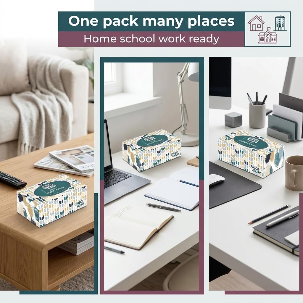 Price Value Facial Tissues boxes 230 Sheets Per Box 8 Boxes. Premium Soft Gentle and Durable in A Stylish Box - 1,840 Sheets