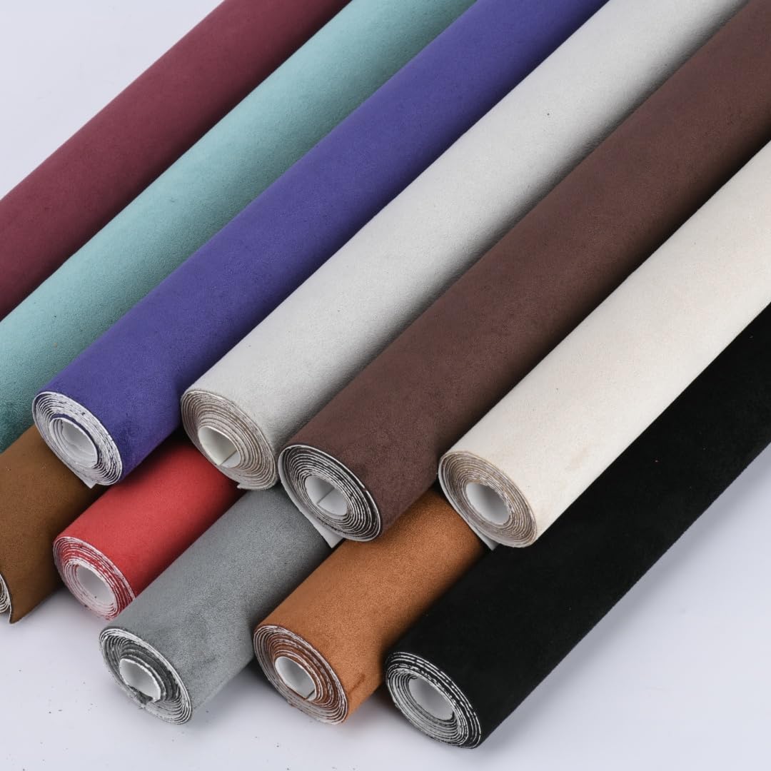 Parche de reparación autoadhesivo de gamuza sintética de 16 x 59 pulgadas, parches de tela de gamuza con respaldo adhesivo para interior de coche, cajas de joyería (café oscuro)