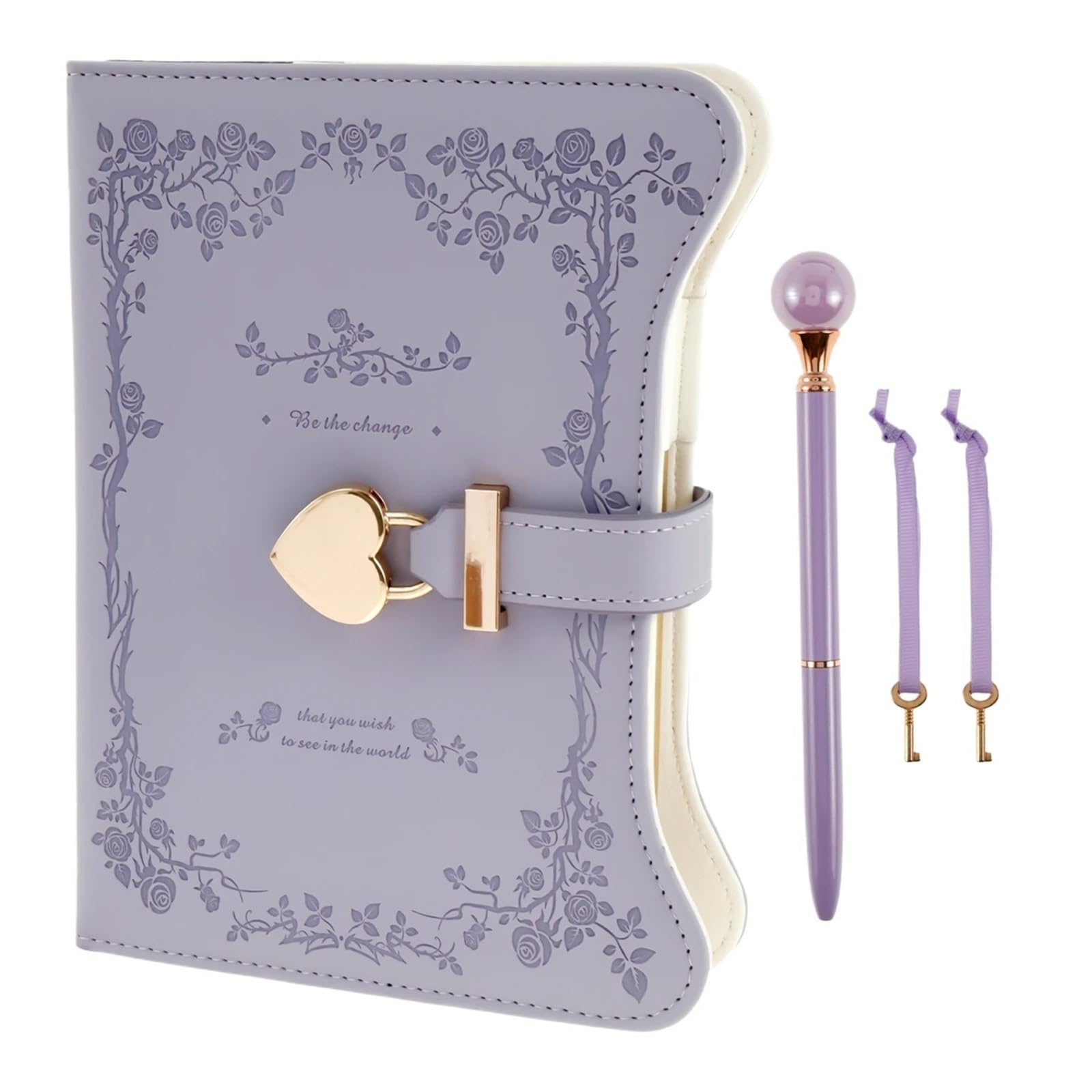 Abschließbares Tagebuch Tagebuch Mit Schloss Und Schlüssel, 360 Seiten, Journal Mit Schloss, Größe B6, PU-Leder, Abschließbares Stift(Purple)