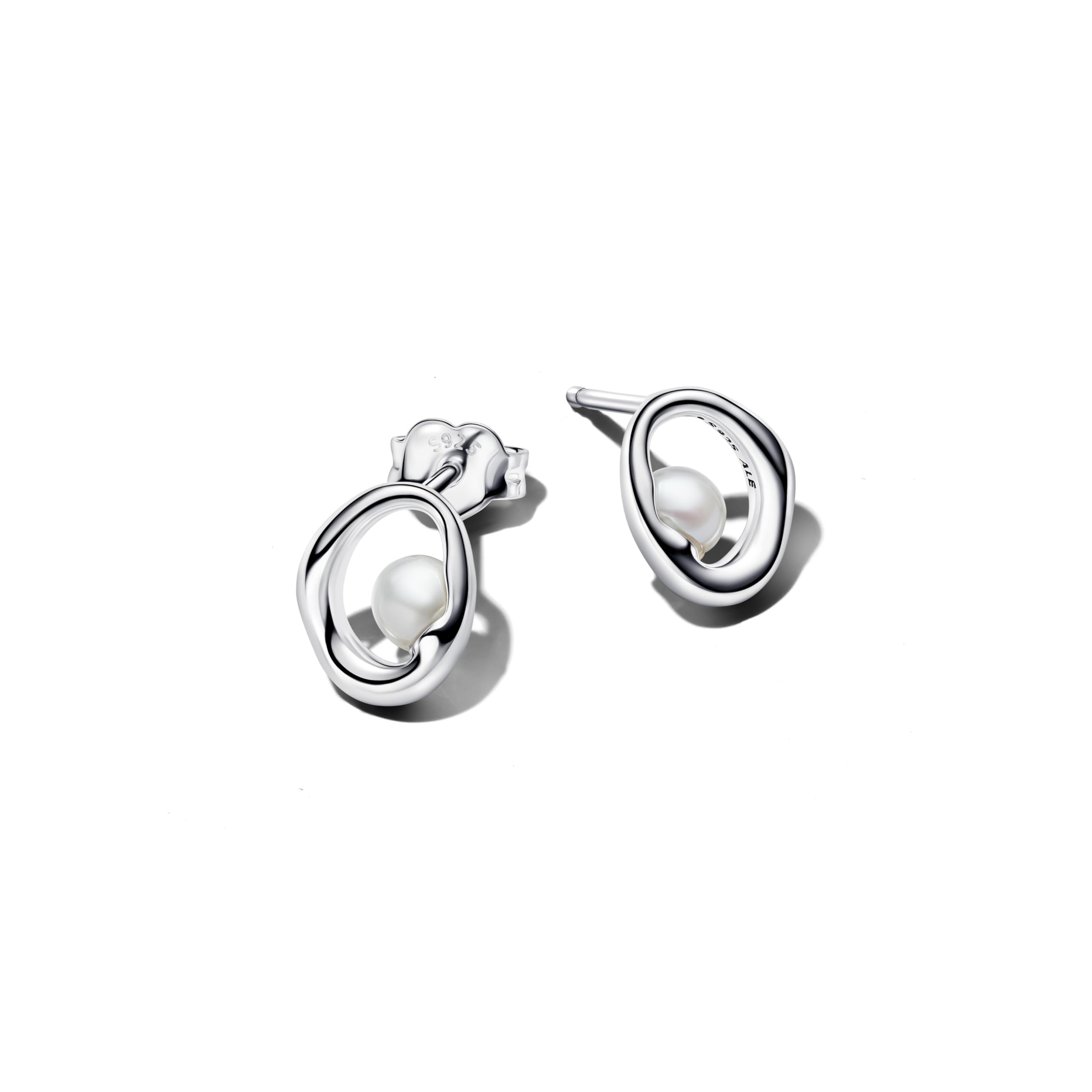 Pandora Essence Organisch Geformte Ovale & Behandelte Süßwasserzuchtperlen Ohrringe aus Sterling Silber, 293295C01