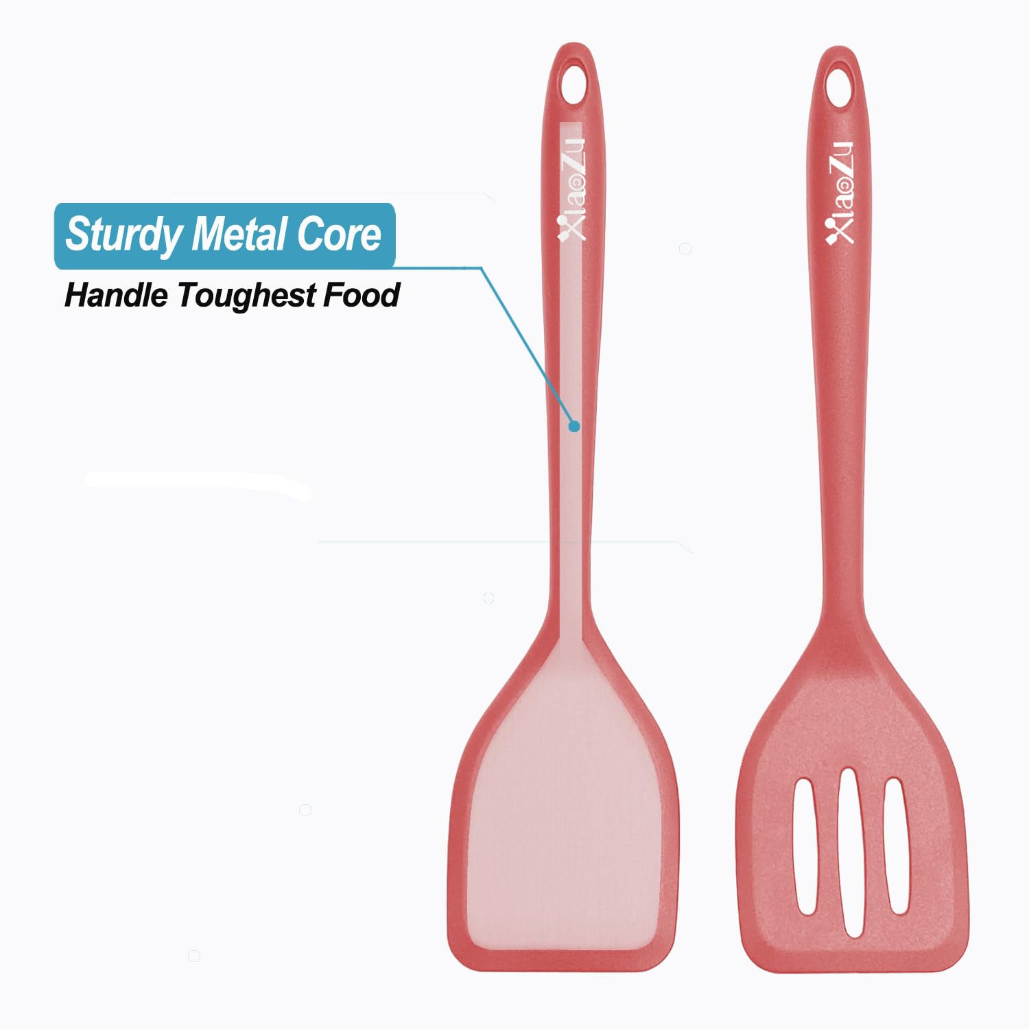 Juego de espátulas de silicona, espátulas resistentes al calor con diseño de una sola pieza sin costuras, utensilios de goma antiadherentes para hornear y cocinar, sin BPA, rojo, 11 pulgadas