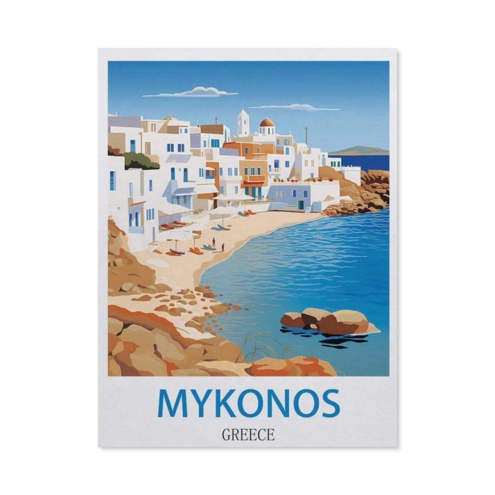 BEAYODKP 5D Diamond Painting Kits，Mykonos Greece，DIY Rhinestone Embroidery Set Paint with Diamond Art by Number Kits Cross Stitch Home Wall Craft Decoration（30 x 40 cm/11.81 x 15.74 inches）-CJ80
